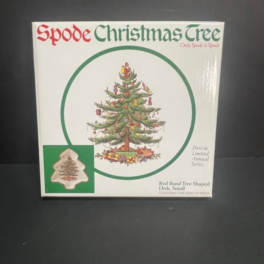 Spode Christmas Tree Red Band Tree-Shaped Dish Made in England Ltd Annual Series